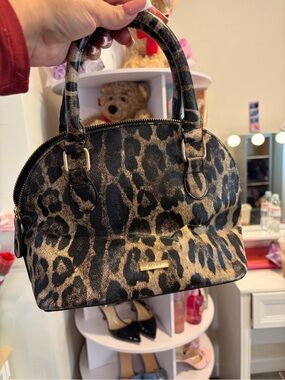 Aldo Leopard Print Dome Satchel - Black & Brown